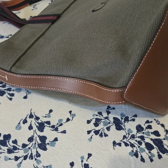 Coach Gray and Black Men's Messenger Bag with Burgundy Accents